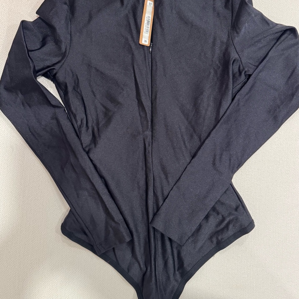 Skims Black Long Sleeve Bodysuit
